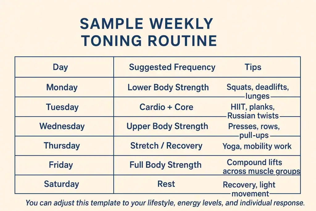 Achieving the Perfect Tone: How Often Should You Exercise for Results? 4 Weekly exercise Weymouth plan graphic